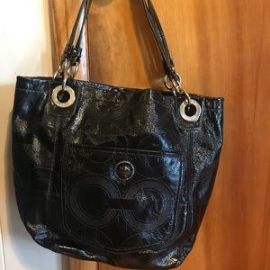 COACH black patent leather purse/tote like NEW